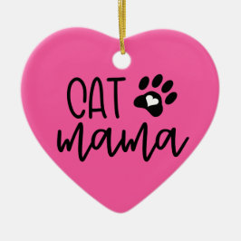 Anpassningsbar Rosa Cat Mamma Cat Mamma Hjärtforma Julgransprydnad Keramik