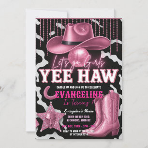 Anpassningsbar Rosa Cowgirl Birthday-inbjudan Inbjudningar