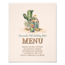 Anpassningsbar Rosa Cowgirl Up Rodeo Party Menu S