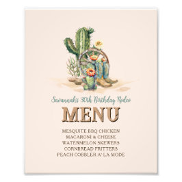 Anpassningsbar  Rosa Cowgirl Up Rodeo Party Menu S Fototryck