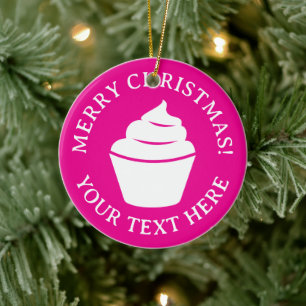 Anpassningsbar rosa cupkaka Julgran ornament