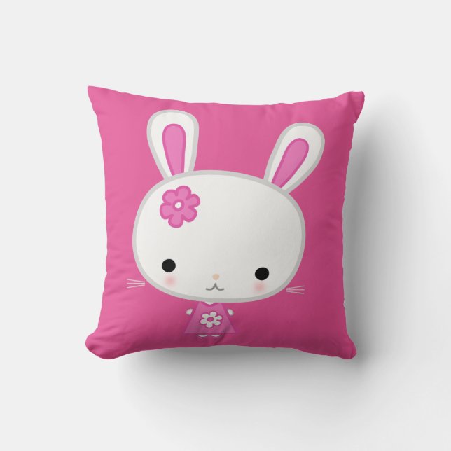 Anpassningsbar Rosa Dekorativ kudde med  Rosa Bunn (Framsida)