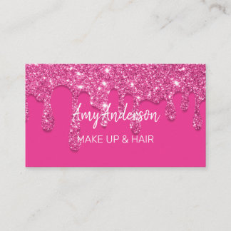 Anpassningsbar Rosa Dripping Glitter Affärskort Visitkort