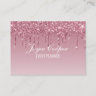 Anpassningsbar Rosa Dripping Glitter Visitkort