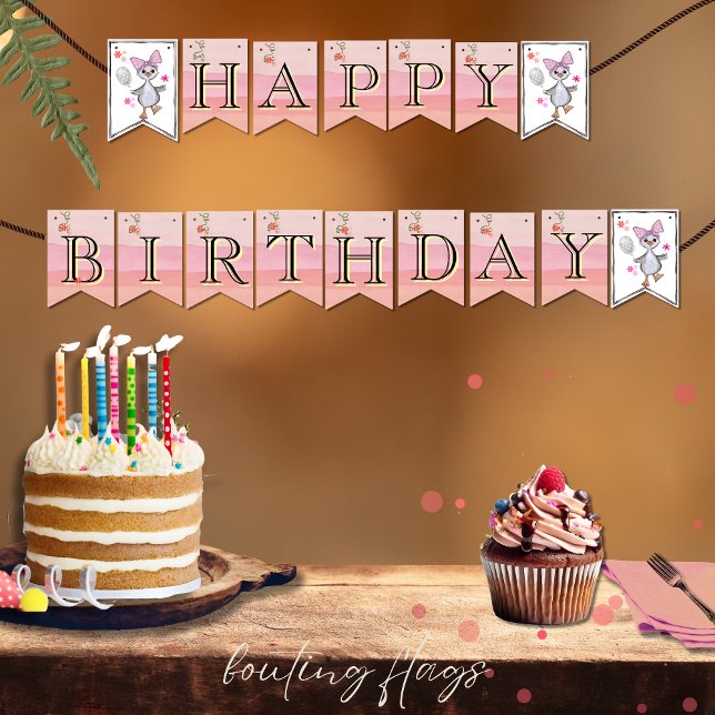 Anpassningsbar Rosa Fånig Goose Födelsedagsfest Fl Vimplar (Custom Pink Silly Goose Birthday Party Flags)