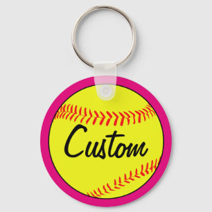 Anpassningsbar Rosa Fastpitch Softball Team/Coach/ Nyckelring