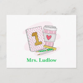 Anpassningsbar Rosa First Klass Lärares uppskattni Vykort