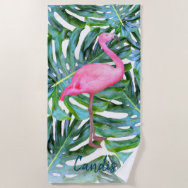 Anpassningsbar Rosa Flamingo Tropical Löv Modern