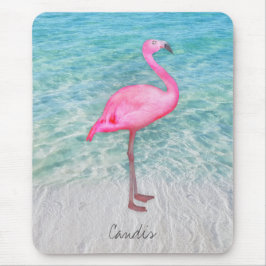 Anpassningsbar Rosa Flamingo Tropical Sandy Beach  Musmatta