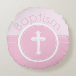 Anpassningsbar, Rosa Flicka Barn av Gud Dop Rund Kudde