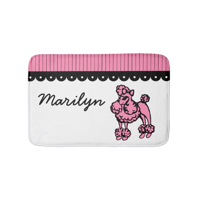 Anpassningsbar Rosa Fransk Pudel Bath Mat Bathroom Badrumsmatta (Framsidan)