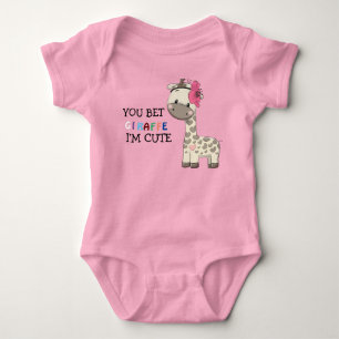 Anpassningsbar Rosa Girl Giraffe Baby Bodykostym T Shirt