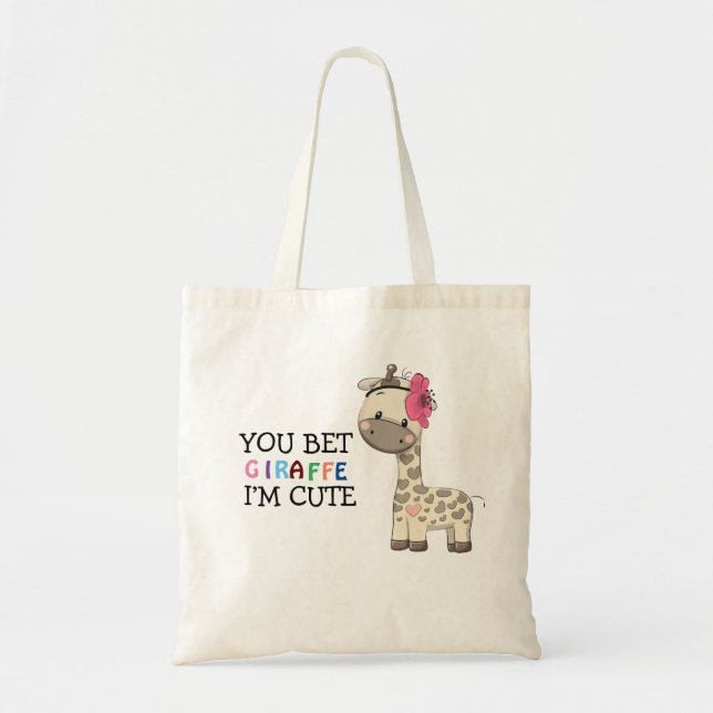Anpassningsbar Rosa Girl Girl Giraffe Tote Bag Tygkasse (Framsidan)