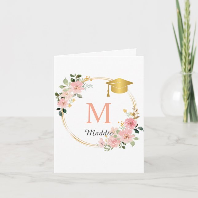 Anpassningsbar Rosa Girls Studentfest Tack Kort (Framsida)