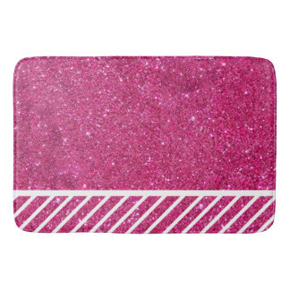 Anpassningsbar Rosa Glitter och Vita Rand Modern k Badrumsmatta
