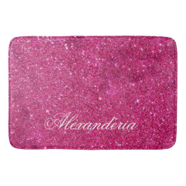 Anpassningsbar Rosa Glitter och Vita Rand Modern k Badrumsmatta