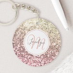 Anpassningsbar  Rosa Glitter Unicorn Monogrammed N<br><div class="desc">Anpassa enkelt denna vackra glatt rosa faux glitter-nyckelkedja med anpassningsbar monogram och namn.</div>