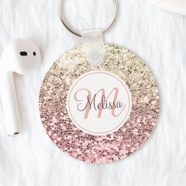 Anpassningsbar  Rosa Glitter Unicorn Monogrammed N Nyckelring (Skapare uppladdad)