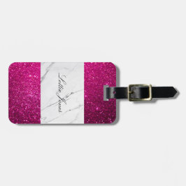 Anpassningsbar Rosa Glitter vit marble Skriv ut ba Bagagebricka