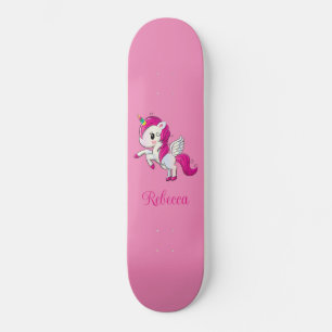Anpassningsbar Rosa Glittrig Enhjörning Skateboard