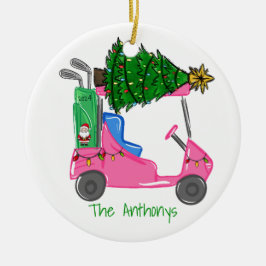 Anpassningsbar Rosa Golf Cart Santa Golf BagJul Tr Julgransprydnad Keramik