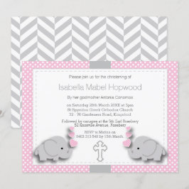 Anpassningsbar- Rosa & Grått Elephant 🐘 Baby - Ch Inbjudningar