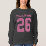 Anpassningsbar rosa grått- svettare för kvinnor t shirt<br><div class="desc">Anpassningsbar jersey nummer rosa grått sweater för kvinnor. Coola till fläkt för fotboll,  basketboll,  fotboll och andra sporter. Modell för formatletisk typografi. Även underbar för team. Anpassa den här tröjan med egna namn och siffror.</div>