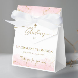 Anpassningsbar Rosa Guld Kor Tack Girl Christening Presentaskar