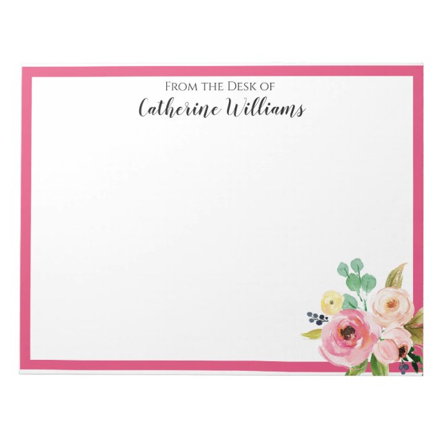 Anpassningsbar Rosa Guld Pastel Boho Blommigt Bouq Anteckningsblock (Framsida)