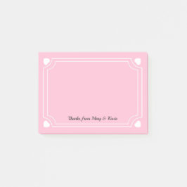 Anpassningsbar Rosa Hearts Line Romantic Bröllop p Post-it Block