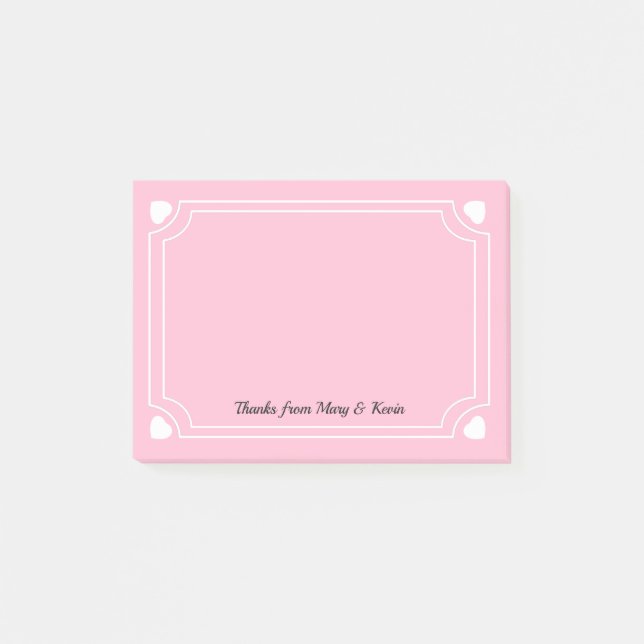 Anpassningsbar Rosa Hearts Line Romantic Bröllop p Post-it Block (Framsida)