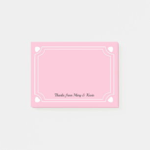 Anpassningsbar Rosa Hearts Line Romantic Bröllop Post-it Block