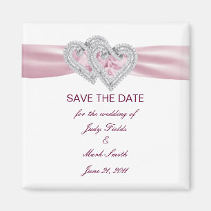 Anpassningsbar Rosa Hearts Spara datum magneter