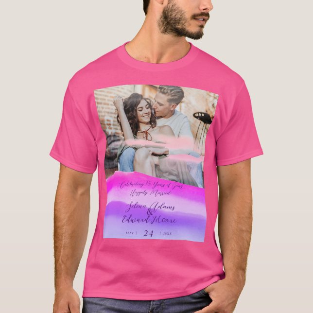 Anpassningsbar Rosa Holography Overlay Photo Annib T Shirt (Framsida)