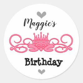 Anpassningsbar Rosa Krona Design Runt Klistermärke