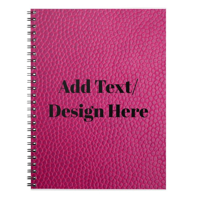 Anpassningsbar Rosa Leather Lägg till text/design  Anteckningsbok (Framsidan)