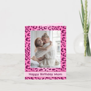 Anpassningsbar Rosa Leopard Skriv ut Mamma födelse Kort