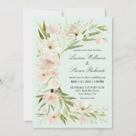 Anpassningsbar Rosa Light Pastel Grönt Romantic Co Inbjudningar