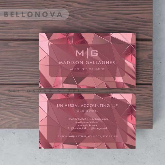 Anpassningsbar Rosa Lila Diamond Abstrakt Professi Visitkort (Custom Pink Purple Diamond Abstract Professional Business Card)