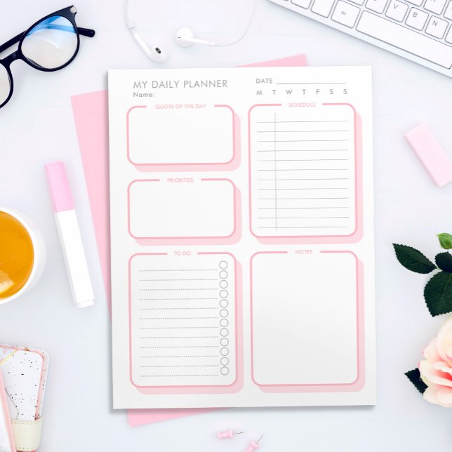 Anpassningsbar -  Rosa - minimalistisk daglig plan Anteckningsblock (Skapare uppladdad)