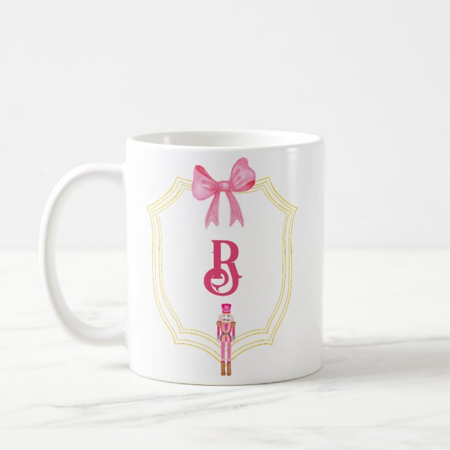 Anpassningsbar Rosa Monogram Nutcracker Kaffemugg (Vänster)