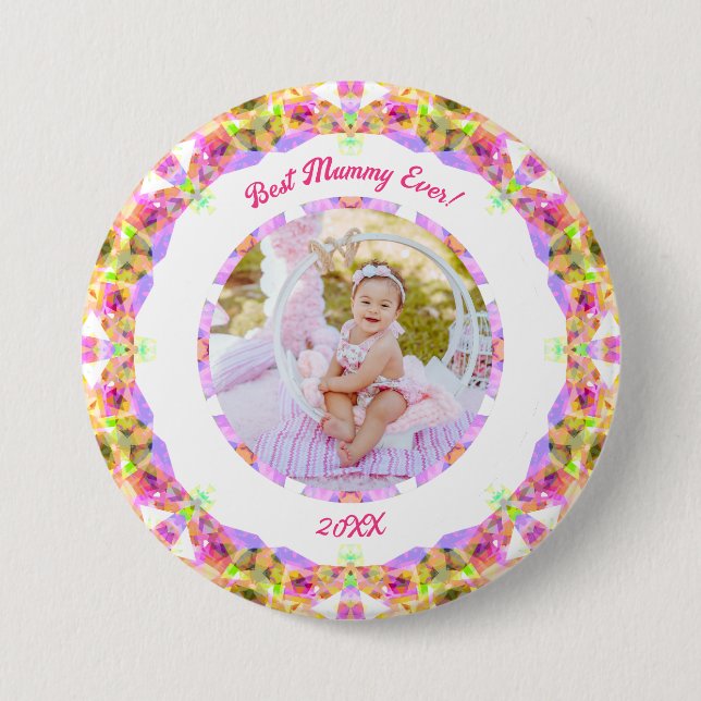 Anpassningsbar Rosa Mor's Day Best Mummy ever ever Knapp (Framsida)