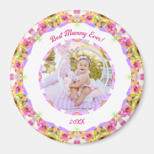 Anpassningsbar Rosa Mor's Day Best Mummy ever ever Magnet (Framsidan)