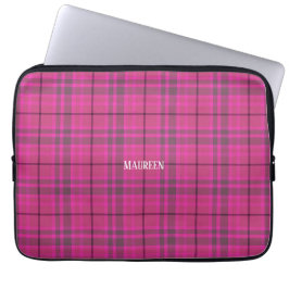 Anpassningsbar rosa och lila plaid tartan laptop fodral