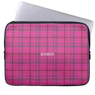 Anpassningsbar rosa och lila plaid tartan laptop fodral