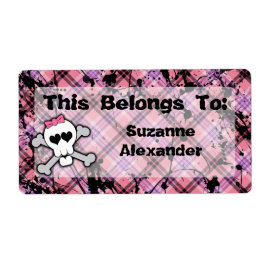 Anpassningsbar Rosa och svart Skull med Crossbone Fraktsedel