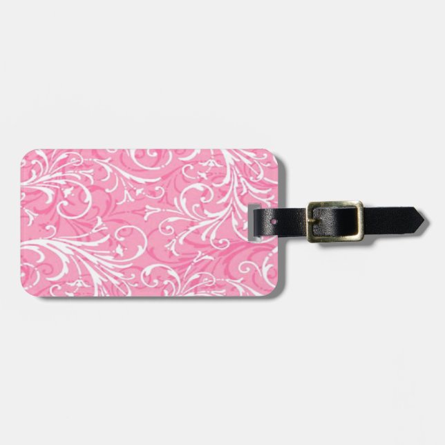 Anpassningsbar Rosa Ornamental Luggage Tag Bagagebricka (Horisontell Framsida)