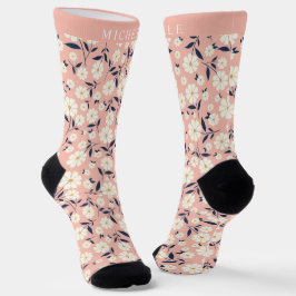 Anpassningsbar Rosa Peach Blommigt White Flowers