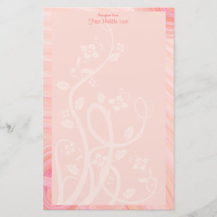 Anpassningsbar Rosa Peach Spiral Blommigt Gräns Brevpapper