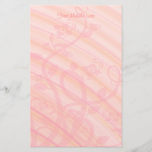 Anpassningsbar Rosa Peach Spiral Vines Blommigt Brevpapper